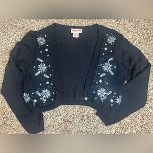 Adorable Guess Black‎ Floral Embroidered Cardigan Size S/P Sparkle
